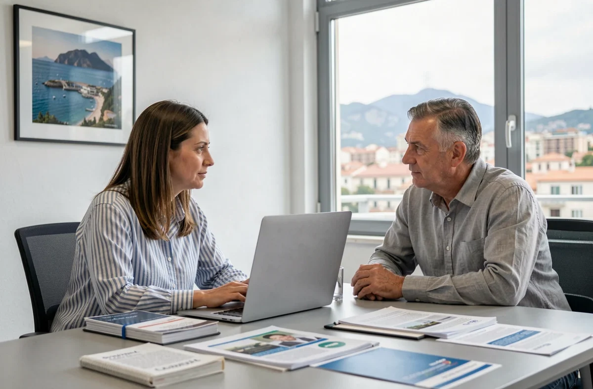 Couple en rendez-vous avec un conseiller pour choisir une assurance habitation à Bastia