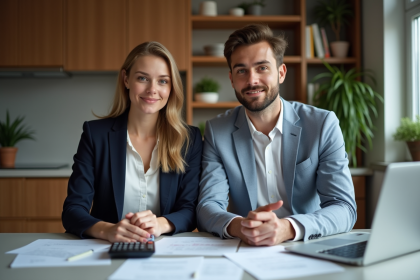 Jeune couple concentré à la maison pour gérer leurs finances