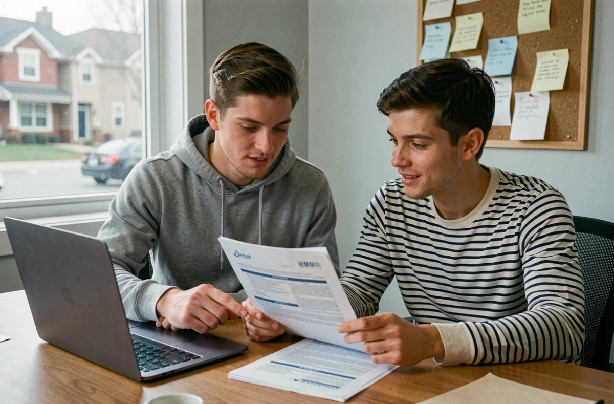 Couple comparant un devis assurance habitation ensemble devant un ordinateur dans un bureau à domicile