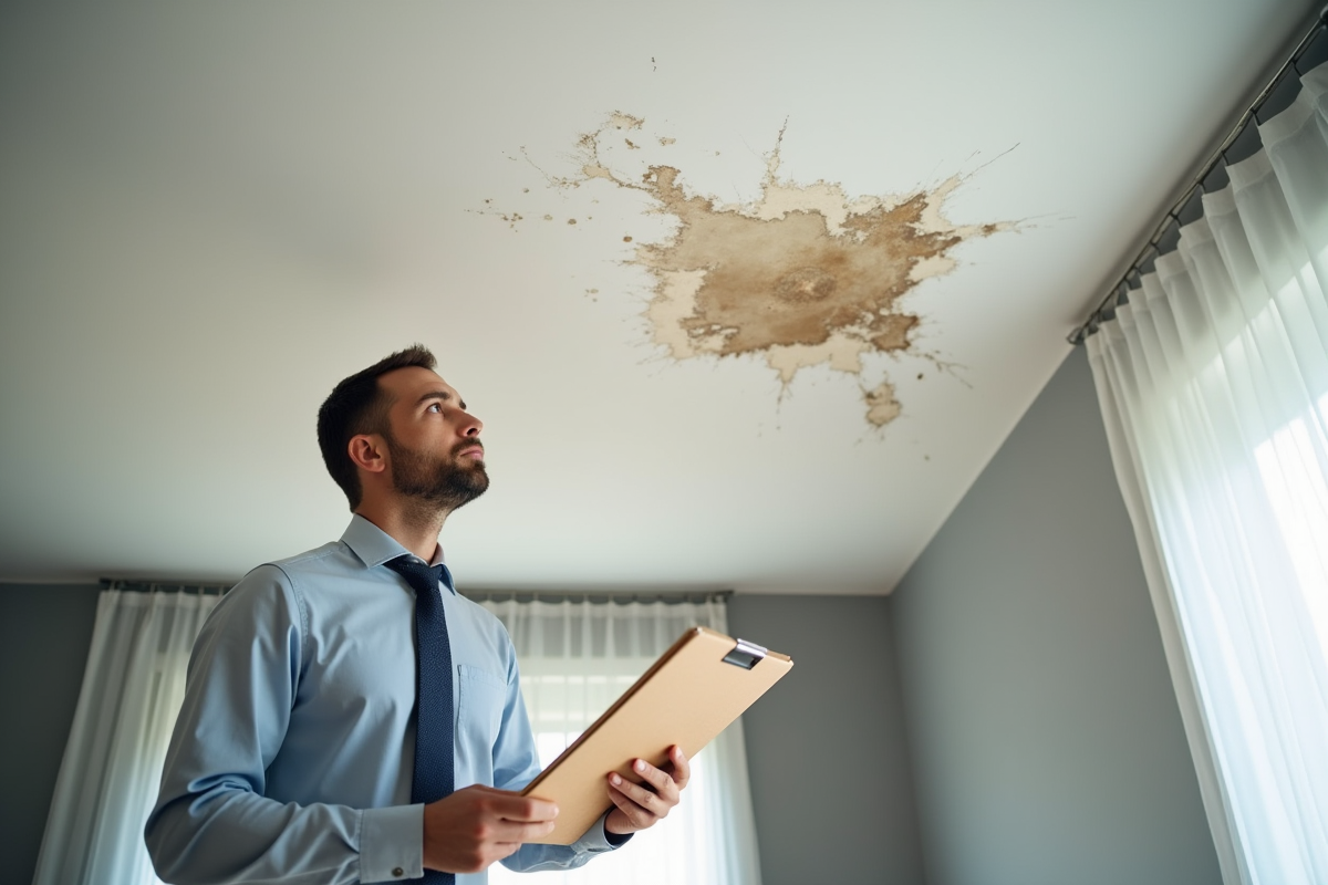 Expert inspectant des dégâts d