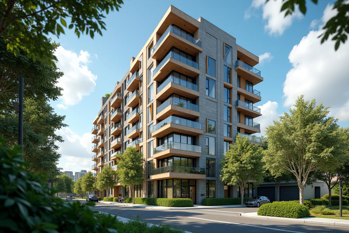 Façade d un appartement moderne dans un quartier urbain chic