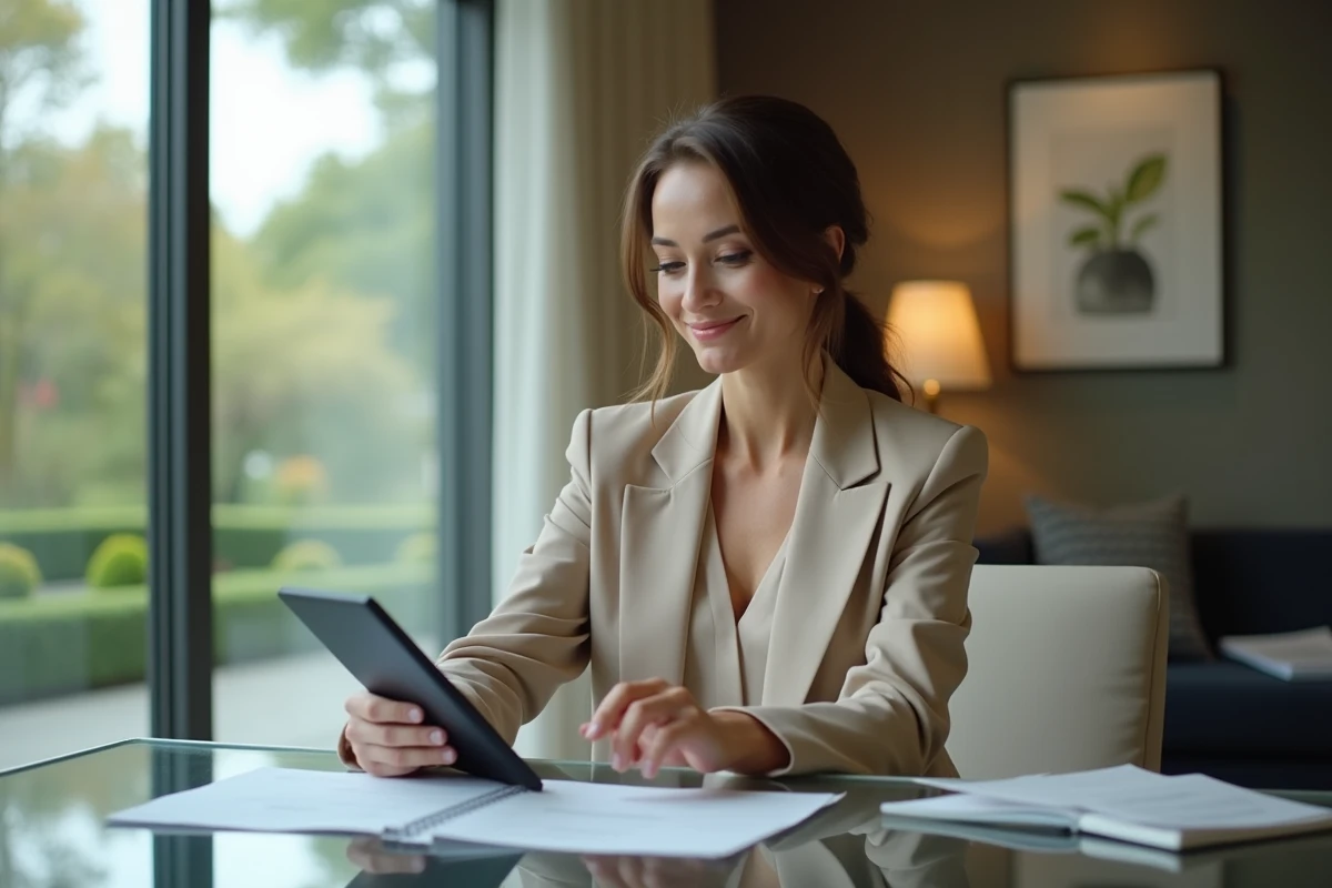 Femme d affaires dans un bureau moderne avec documents