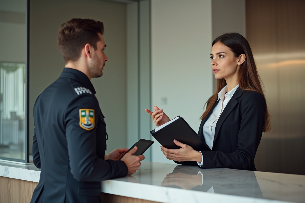 Jeune femme au comptoir d