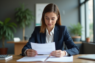 Femme d'affaires en réunion dans un bureau moderne