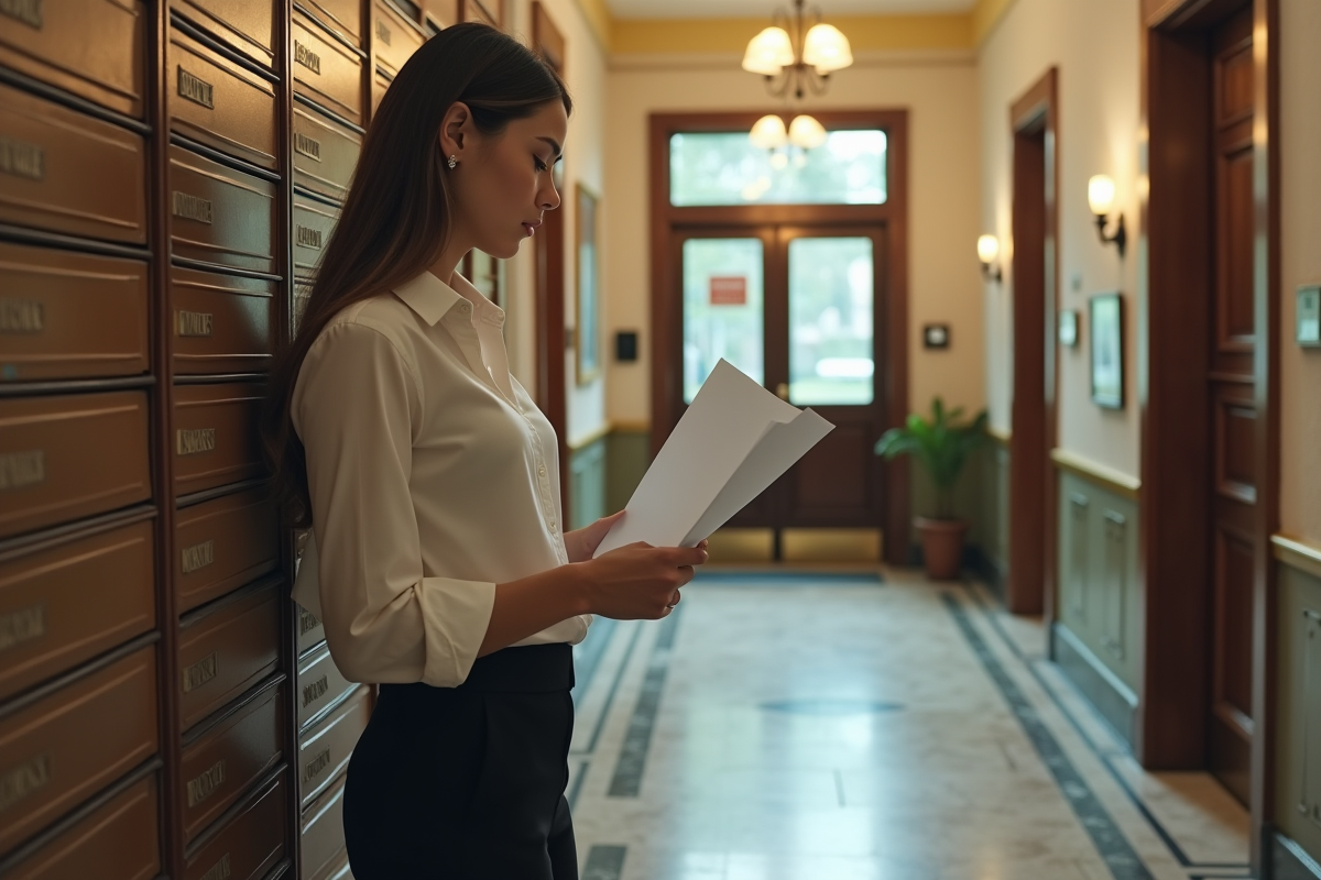 Jeune femme dans le hall d