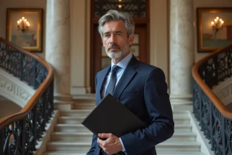 Homme en costume élégant dans un foyer luxueux