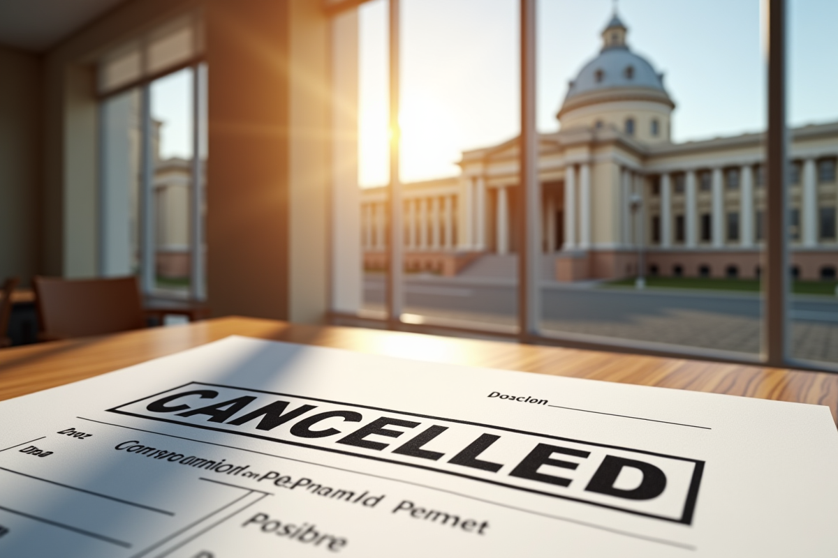 Bâtiment municipal élégant avec permis annulé sur bureau