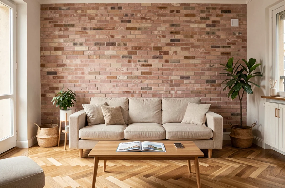 Intérieur d'un appartement toulousain avec brochure d'assurance habitation posée sur la table basse