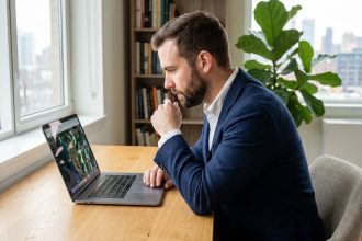 Jeune homme professionnel regardant des cartes satellites