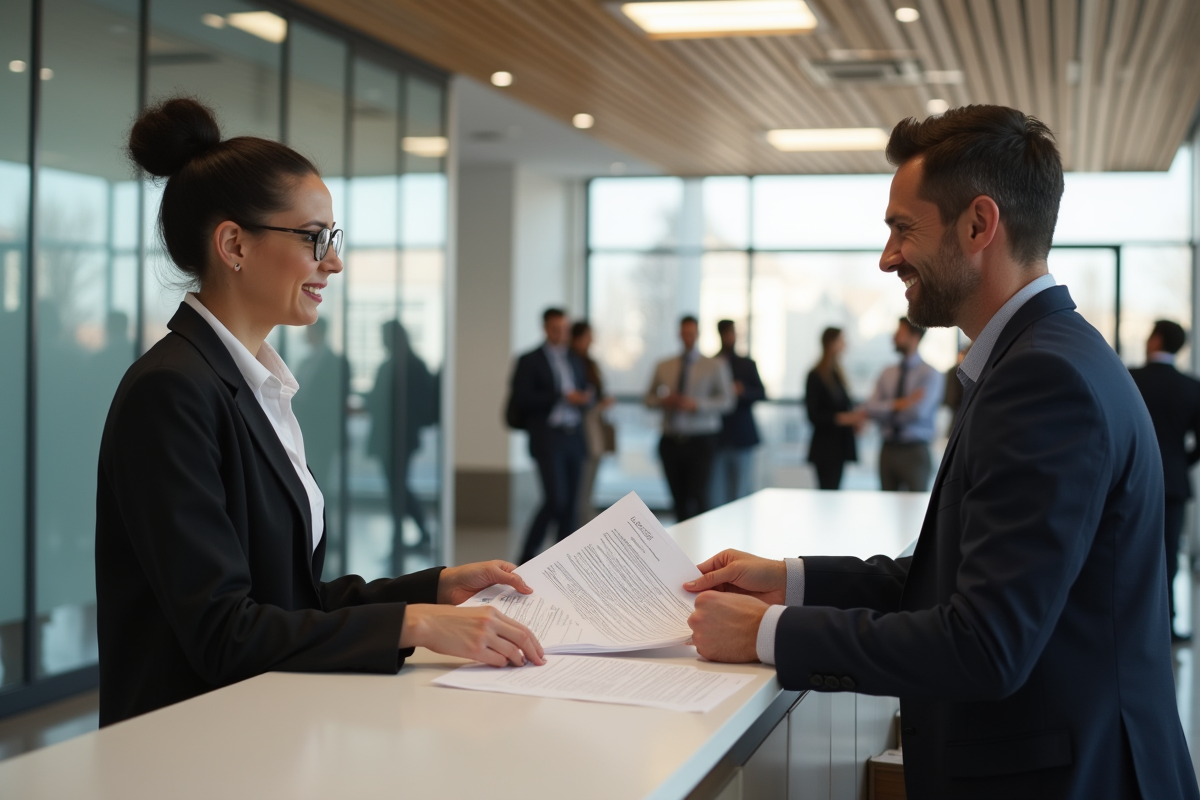Personne remettant des formulaires à la mairie