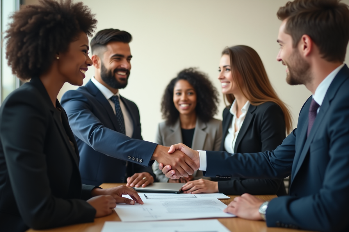 Groupe d adultes en réunion d