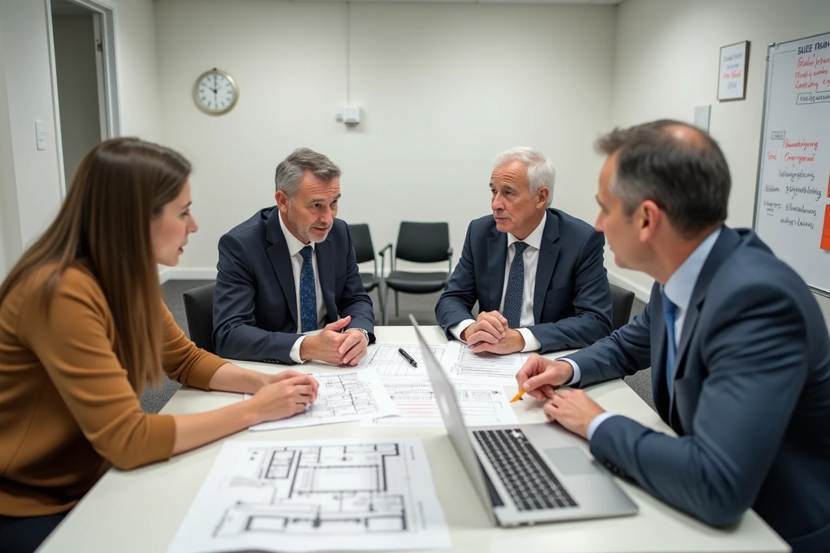 Réunion de copropriétaires discutant du remplacement de canalisations en fibrociment