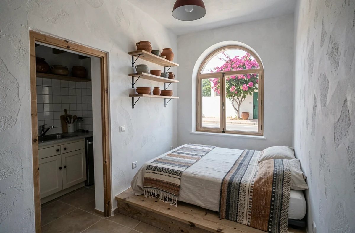 Studio meublé en location longue durée près des remparts d'Essaouira avec décoration marocaine authentique
